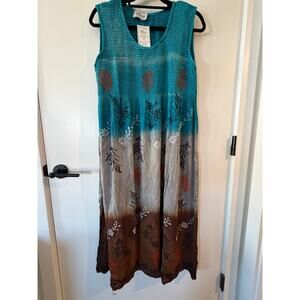 Bohemian Dyed Midi Dress by Rhea Handmade Medium/Large 100% Viscose